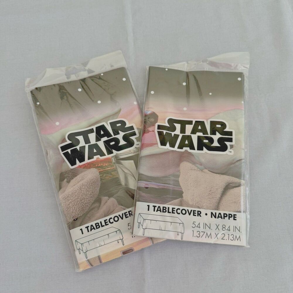 Disney Star Wars Mandalorian 54” x 84” Plastic Birthday Tablecloths Set of 2 NEW
